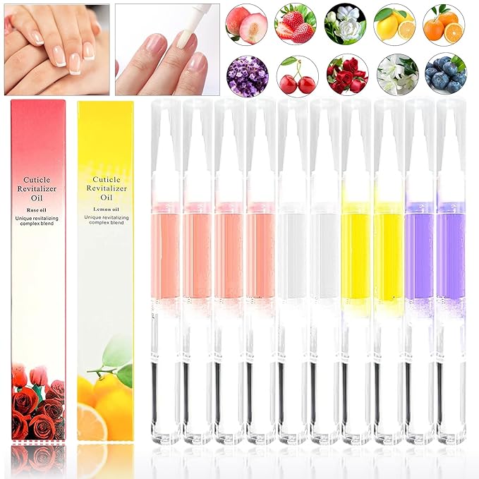 10 PCS Cuticle Oil Pen,Nail Oil Cuticle Pens for Nails Moist and Treatment,10 Fruit Plant Fragrance Cuticle Repair Oil Pen for Nail Care,Nail Cuticle Oil Pen Nourishment Polish with Vitamins
