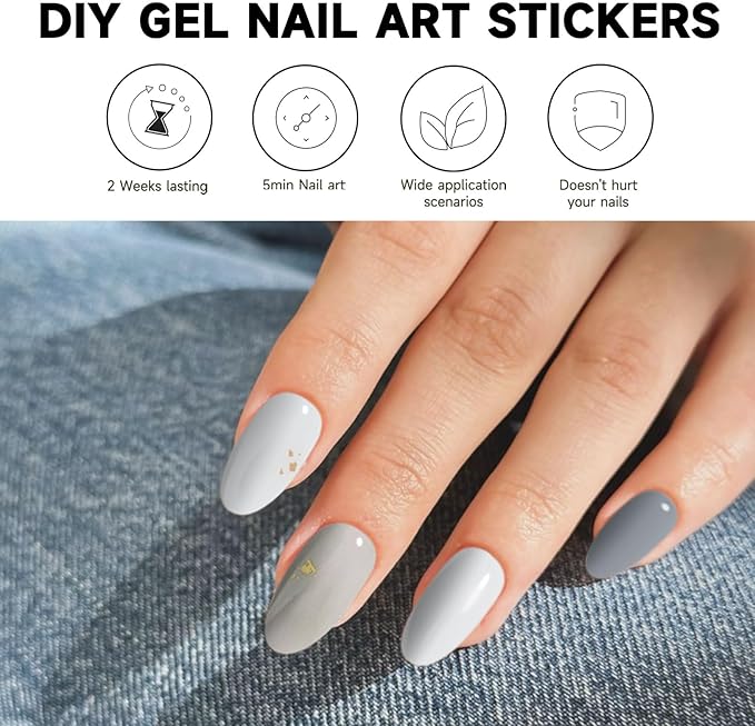 Semi Cured Gel Nail Strips | 28 pcs Gel Nails Strips for Women Work with Any UV Lamp, UV Nail Stickers for Women Home DIY Nails Art (Serene Forest)