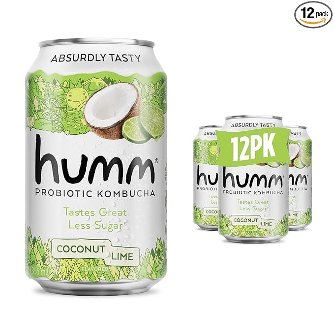 Humm Kombucha Coconut Lime, Organic, Vegan & GMO Free (12 Pack)
