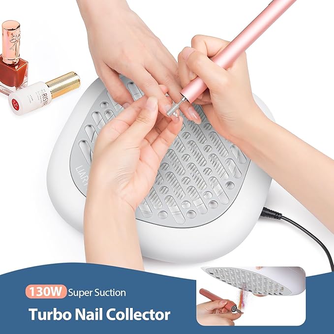 130W Brushless Nail Dust Collector Machine Nail Dust Vacuum Cleaner with Powerful Suction Extractor Fan for Manicure, Professional Nail Filter for Nail Art (Grey Style)