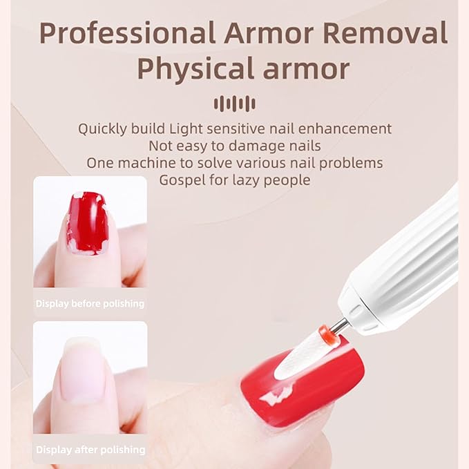 Electric Nail Drill File Professional - Cordless Nail Drill Filer Machine for Acrylic Nails Polishing, U V Lamp,Charging Base,5 Speed,Nail Grinder, Manicure Pedicure Kit for Salon Home