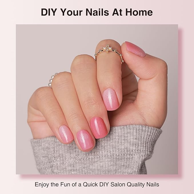 Semi Cured Gel Nail Strips - 30PCS Gel Nail Stickers for UV Light, Long-Lasting Gel Nail Wraps, Salon-Quality Semi Cured Nail Stickers, 2 Weeks Wear, Easy DIY Gel Manicure-Cupid’s Blush