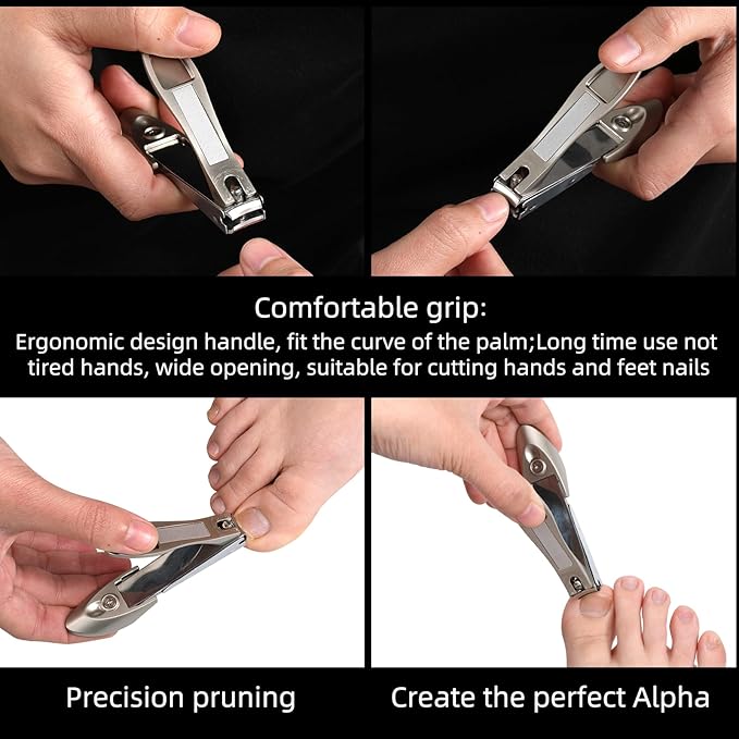 Beautyten Japanese Nail Clippers Stainless Steel Sharp Blades with Catcher and Nail File Compact Non-Slip Handle Precise-Cut Durable for Men Women Fingernails Toenails Made in Japan