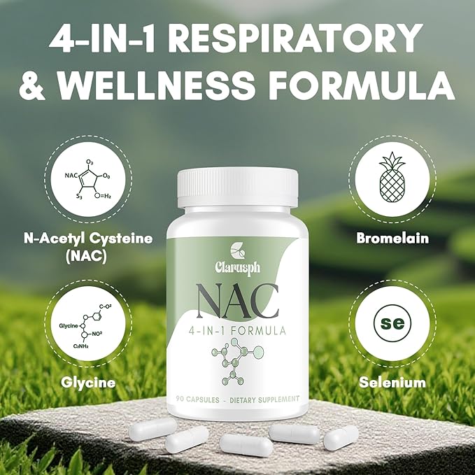 High Dose NAC Supplement 1200mg | N-Acetyl Cysteine Amino Acid Supplement for Respiratory | Antioxidants Supplements for Overall Well-Being | 90 Capsules