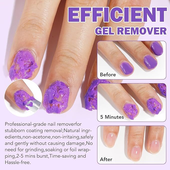 Gel Nail Polish Remover, Professional Gel Polish Remover with Nail File & Nail Polish Scraper, Don't Hurt Your Nails, Easily & Quickly Remove Nail Polish in 3-5 Minutes (15ML)