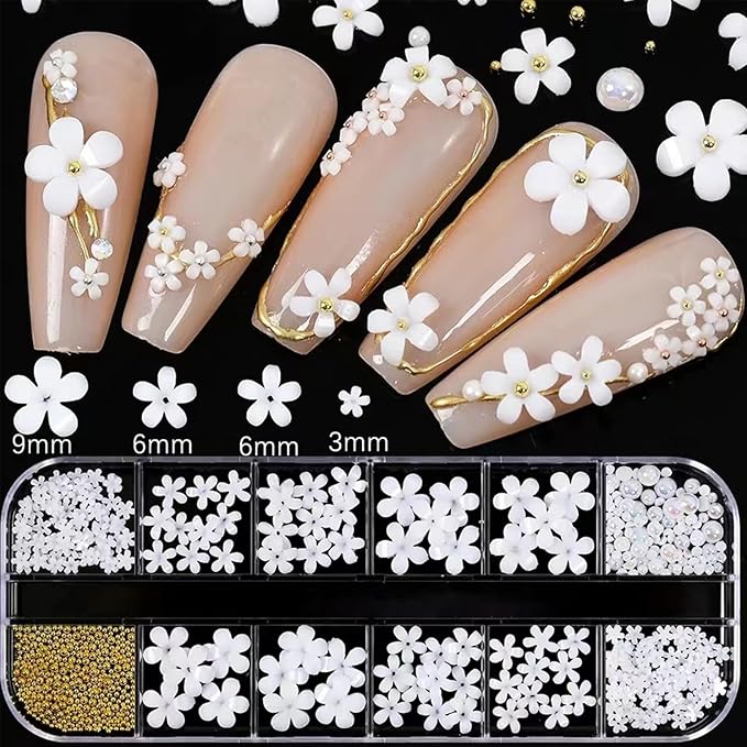 Nail Art Charms with Rhinestones Glue Gel Flatback Pearls Nail Charms Luxurious Nails Supplies Accessories Gold Steel Ball Gems Jewelry Pearls for Women Nails Design