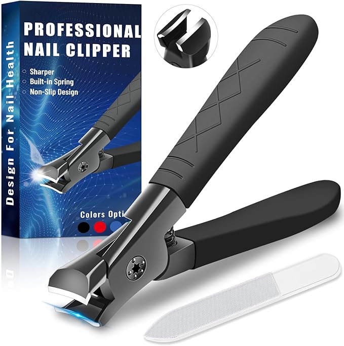 Professional Nail Clippers for Thick Toenails - Ultra Sharp, Anti-Slip Set With Long Handle for Men, Women and Seniors - Stainless Steel Large Clippers