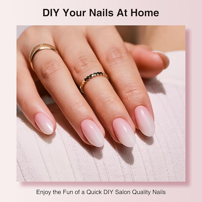Semi Cured Gel Nail Strips, 20 PCS Gel Nail Stickers Work with UV Light, Salon Quality & Easy to Use - Gradient Nude
