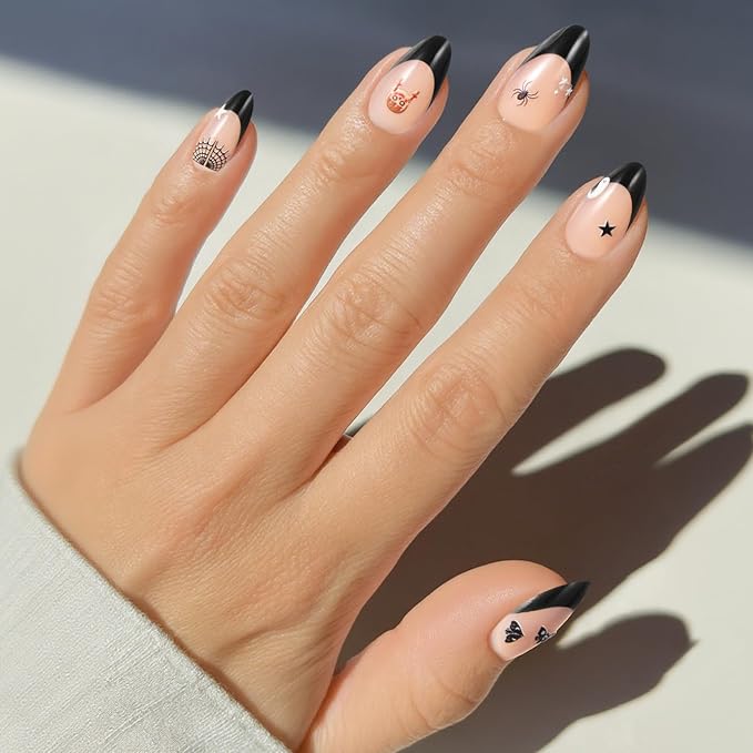 Halloween Nail Decals – 5 Sheets Bratrico 5D Halloween Nail Stickers, Self-Adhesive with Witch, Gothic, Creepy Cute， Horror Movie Designs Manicure Set for Family Time, Women, Girls & Teens