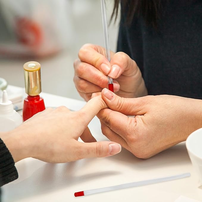 17cm Rubber Cuticle Pusher Cleaner, 4 Pieces Red Hard Rubber End Tipped Nail Art Tool Cuticle Pusher Cleaner And Professional Plastic Handle Cuticle Stick for Hand Care Nail, Nail Cleaner Tool