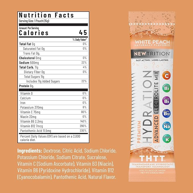 Hydration Powder, Electrolyte Powder Packets, Naturally Flavored Hydrating Packets for Water, Fast Acting Hydrate Electrolytes with Vitamins C & D