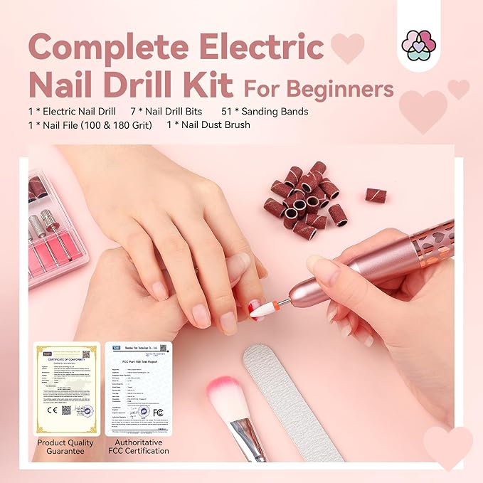 SAVILAND Advance Electric Nail Drill: Exclusive Love Series 20000RPM Portable Efile Nail Drill Machine Complete Drill Bits for Remove Acrylic Nails Manicure & Toenails Nail Care Home Salon DIY