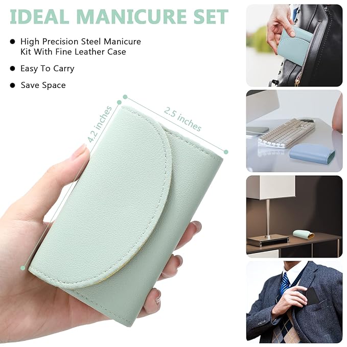 12 Set Manicure Set Bulk Mini Manicure Nail Clipper Kit 7 in 1 Stainless Steel Professional Nail Care Pedicure with Travel Portable Bag Grooming Kits for Christmas Women Men Home(Multi Color)