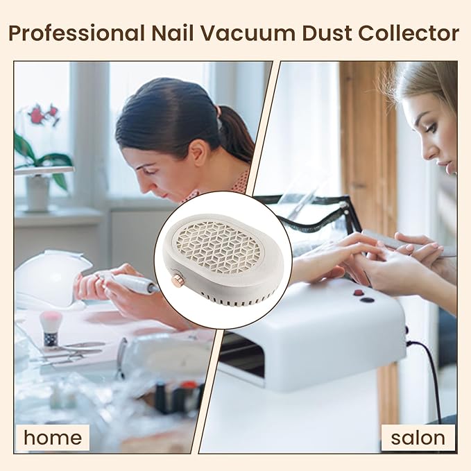 Professional Nail Dust Collector with Strong Suction, Quiet Adjustable Nail Dust Collector for Acrylic Nails, Upgraded Brushless Turbo Fan Nail Dust Collector, Salon & Home