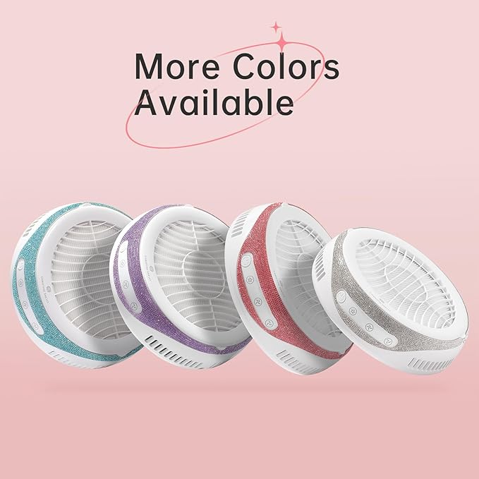 Nail Dust Collector, Cordless Dust Collector Nail Tech, Powerful Vacuum Fan Vent Dust Collector Extractor Dust Suction Machine for Acrylic Nails Polishing, Nail Salon&Home, white