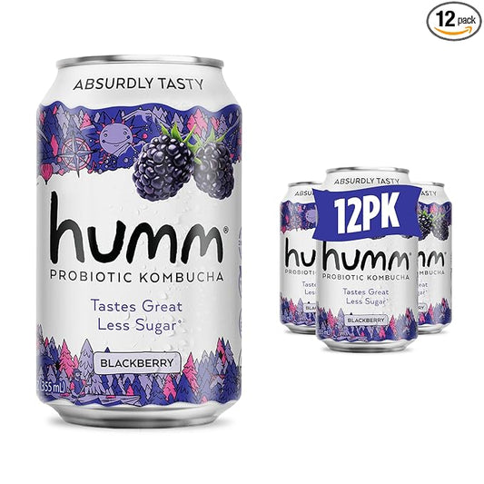 Humm Kombucha Blackberry, Organic, Vegan & GMO Free (12 Pack)