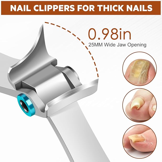 Toenail Clippers for Thick Toenails for Seniors, Large Heavy Duty Nail Clippers for Men with Catcher, Wide Opening Mens Toe Nail Clippers Long Handle Sharp Fingernail Clipper Gifts for Men Women