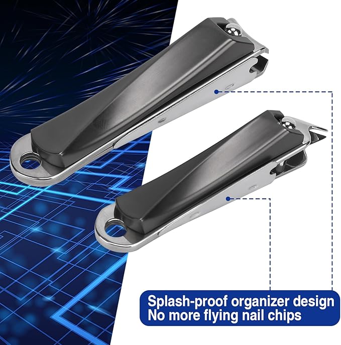 Ingrown Toenail Clippers for Thick Nails (2-Pack) - Professional Grade Stainless Steel Nail Clipper Kit with Anti-Splash Design - Effective Ingrown Nail Removal for Men & Women