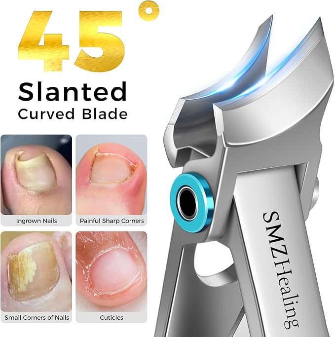 Toenail Clippers for Seniors Thick Toenails, Stocking Stuffers for Men 2025 Heavy Duty Large Toe Nail Clippers, Slanted Curved Blade Ingrown Toenail Clippers