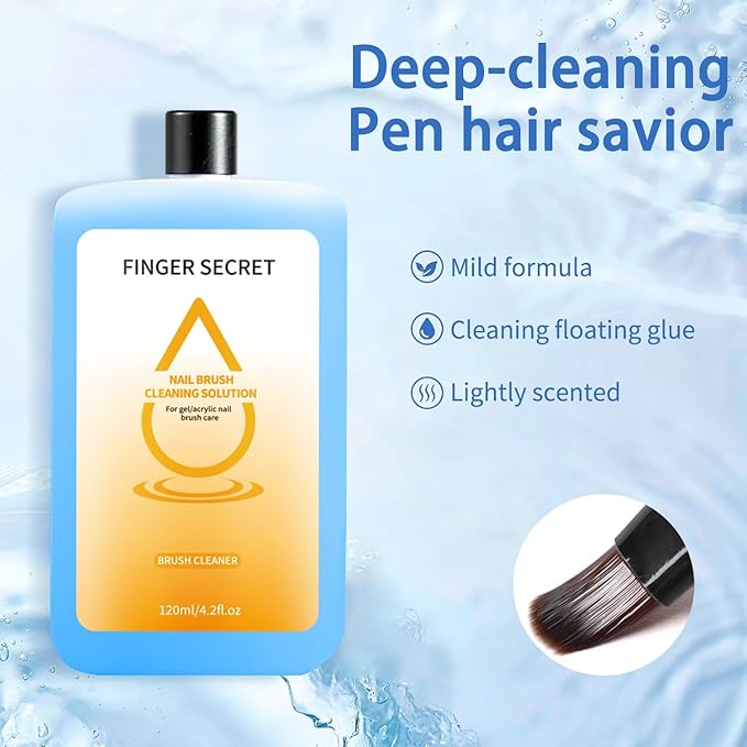 Brush Cleaner Nail Brush Cleaner Remover Cleanser,Brush Cleaning Solution120ml/4.2fl.oz Clean and Care Acrylic Nail Brushes Gel Polish Brushes Tech Supplies DIY Salon Home (2)