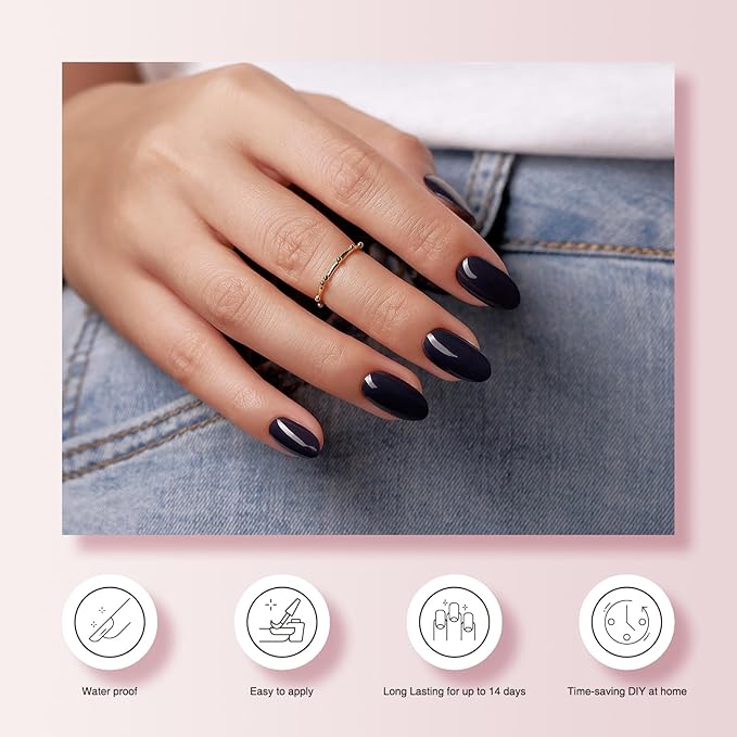 Semi Cured Gel Nail Strips, 20 PCS Stickers Work with UV Light, Gel Nail Wraps, Salon Quality & Easy to Use - Haze Blue