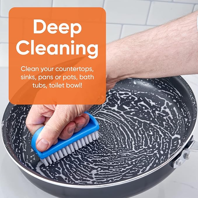 Superio Nail Brush Cleaner with Handle (6 Pack) Durable Scrub Brush to Clean Toes and Fingernails, All Purpose Hand Scrubber Cleaning Brush - Stiff Bristles, Easy to Use (6-Pack)