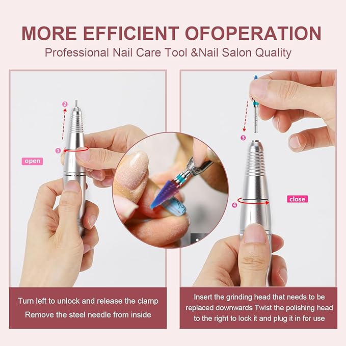 3/32" 2PCS Clean Umberllas Bits Medium Grit Carbide Cuticle Cleaner Bit for Electric Nail Drills – Professional Manicure Tool for Nail Salons and Home Use (M Grit. Purple)