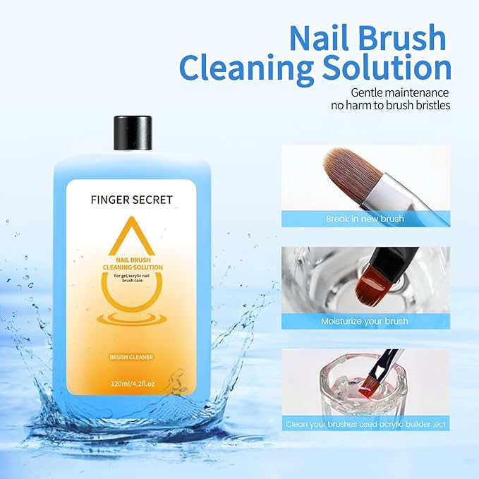 Brush Cleaner Nail Brush Cleaner Remover Cleanser,Brush Cleaning Solution120ml/4.2fl.oz Clean and Care Acrylic Nail Brushes Gel Polish Brushes Tech Supplies DIY Salon Home (2)