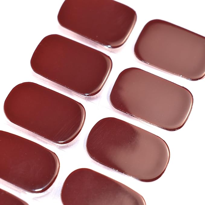 Semi Cured Gel Nail Strips (Wine Red)-22 PCS Nail Stickers | Gel Wraps | Light Required, Salon Quality & Easy to Use