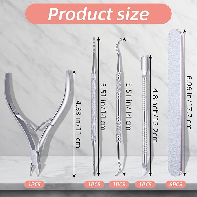 10 Pcs Ingrown Toenail Tool Pedicure Tools for Feet Stainless Steel Ingrown Toenail Clippers Nail File and Lifters Thick and Hard Nails Pedicure Manicure Tools