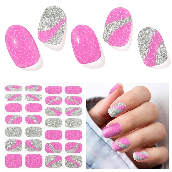 Semi Cured Gel Nail Strips, Cool Girl | 28 PCS Solid Color Gel Nail Strips Works with UV Light, Salon Quality Nails Stickers Full Nails Wraps