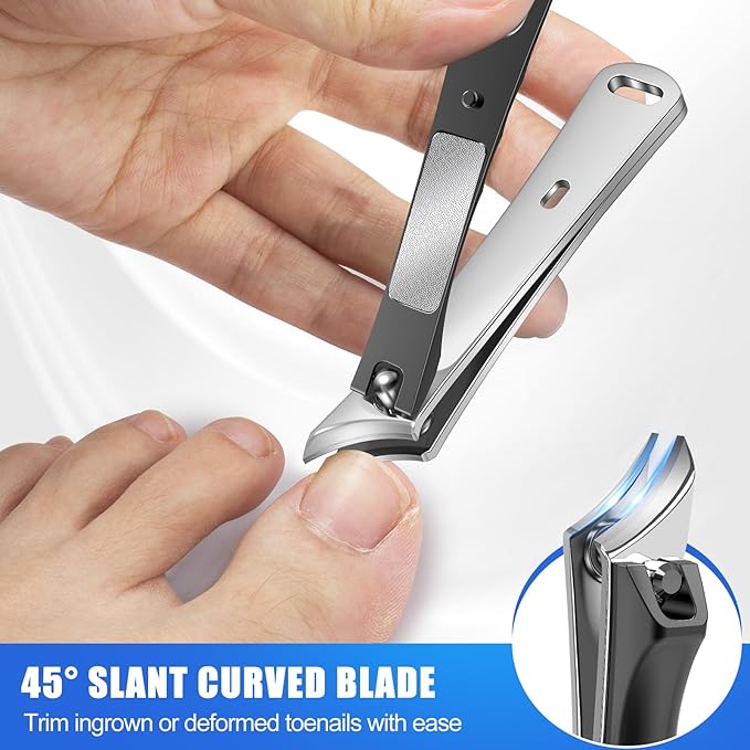 Toe Nail Clippers for Men Thick Nails for Seniors, Heavy Duty Large Straight Nail Clippers with Wide Opening, Ingrown Mens Slanted Toenail Clippers for Thick Toenails Long Handle Gifts for Men