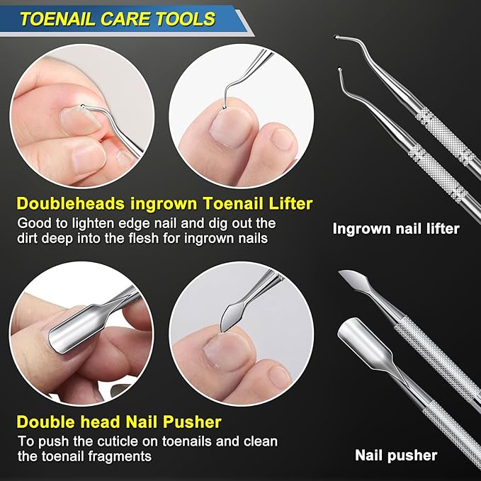 Toenail Clippers for Seniors Ingrown Thick Toenails, Heavy Duty Large Toe Nail Clippers for Men Thick Nails with Wide Opening, Sharp Ingrown Toenail Clippers Long Handle with Slanted Curved Blade