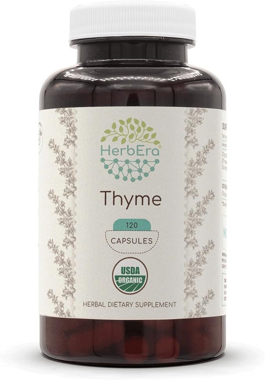 Thyme 120 Capsules, 800 mg, USDA Organic Thyme (Thymus Vulgaris) Dried Leaf (120 Capsules)