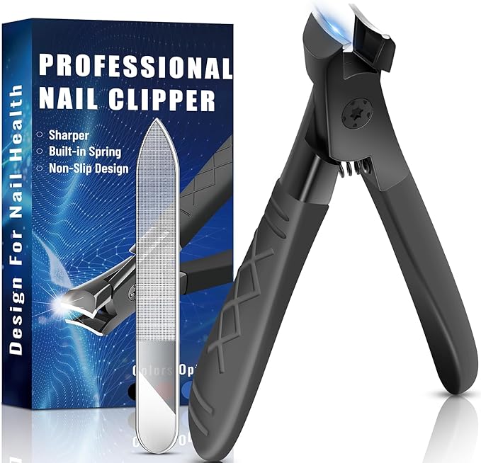 Upgraded Professional Nail Clippers for Men, Women & Seniors - Anti Slip Nail Clipper Set, Long Handle, Stainless Steel, Large