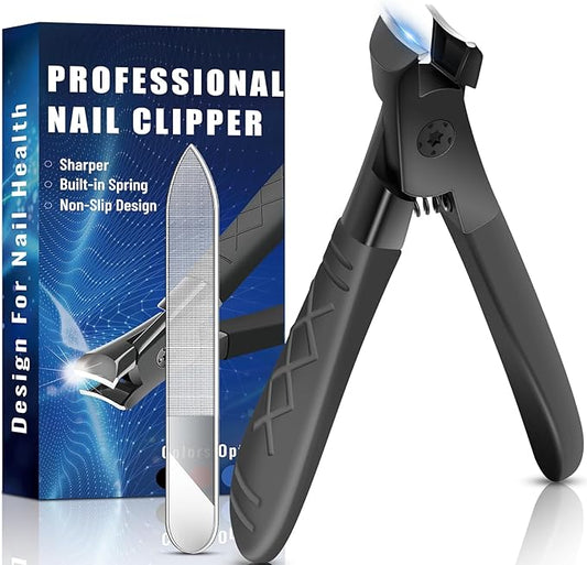 Upgraded Professional Nail Clippers for Men, Women & Seniors - Anti Slip Nail Clipper Set, Long Handle, Stainless Steel, Large