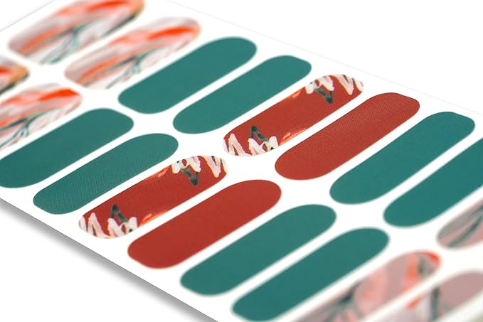 | 20 Exquisite Gel Nail Polish Strips w/Application Accessories - No UV/LED Lamp Required (Warm Florals)