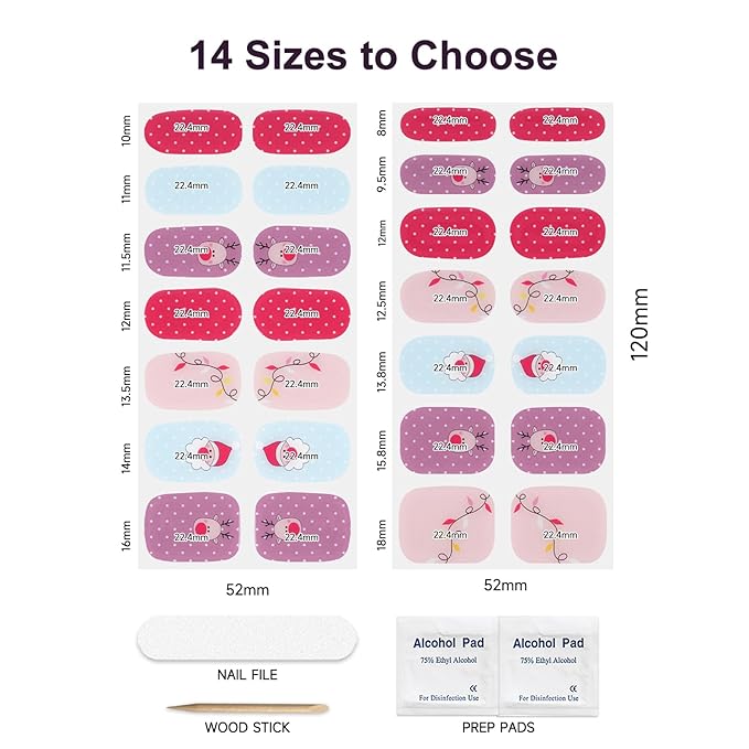 Semi Cured Gel Nail Strips,28 pcs Christmas Nail Stickers for Women,Long Lasting Gel Strips with Any UV Light,Santa Sticker for Nails Easy to Apply