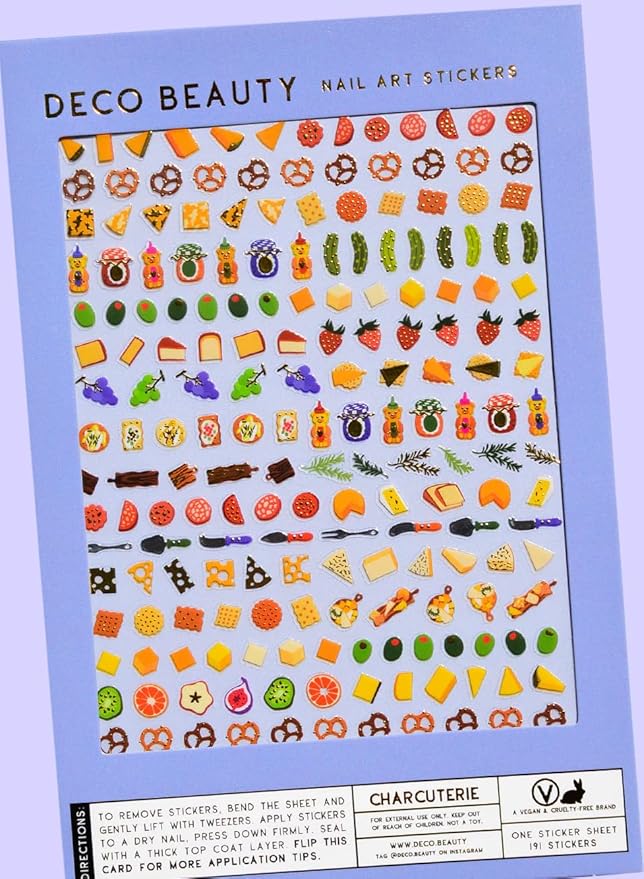 Deco Beauty Charcuterie Nail Stickers - Lightweight & Easy-to-Apply Nail Art with Trendy Designs - Durable & Long-Lasting Nail Stickers for Women, Ideal for DIY Manicures & Salon-Quality Nails