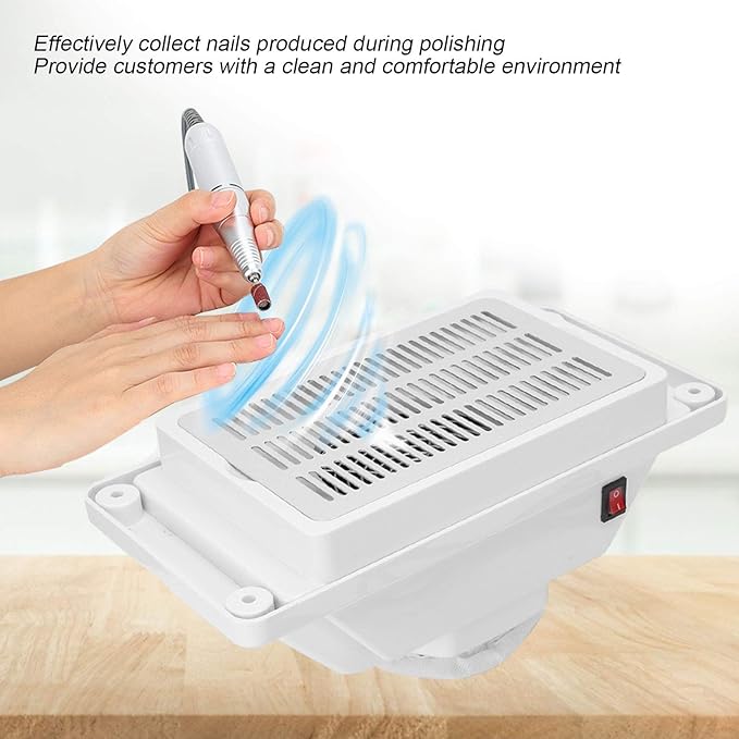 YUYTE Nail Dust Collector, 6w Quiet Table Nail Vacuum Cleaner, Collect the Nails Produced During Polishing Manicure Pedicure Tool Nail Dust Collector Device with Fan for Nail Salon White