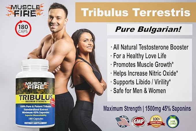 Herbal Nutrition Tribulus Terrestris, Bulgarian, 1500mg 45% Saponins, Lecithin for Better Update, 180 Capsules, One Bottle…