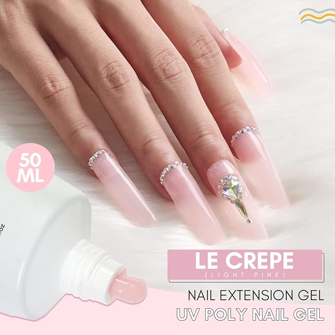 Makartt Poly Nail Gel: Light Pink,50ML Builder for Extension, Strengthener, Hard Gels for Nails, Colored, Beauty Gift Trendy Manicure Design Salon Easy DIY at Home