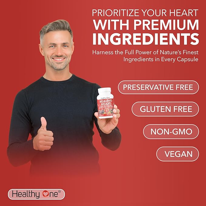Healthy Heart - CoQ10 - Cholesterol - Circulation - Inflammation - Blood Pressure - Plaque - Cortisol - Arteries - LDL - HDL - Hawthorne - Beet Root - Garlic - Olive Leaf - Hibiscus - 120 Count