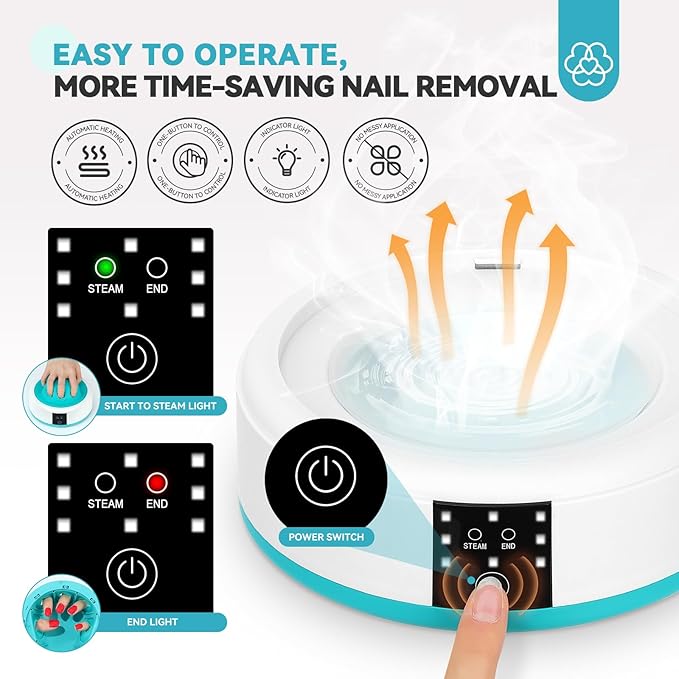 Saviland Electric Nail Soaking Bowl: Gel Nail Polish Removal Automatic Heating Fast Nail Polish Remover Machine Gentler Steam Gel Nail Polish Remover Home Salon