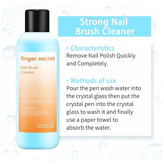Brush Cleaner 8FL.OZ,Nail Brush Cleaner Liquid Quickly Clean Gel Polish Nail Art Brush Nail Painting Acrylic Nail Brush DIY Salon At Home 240ml