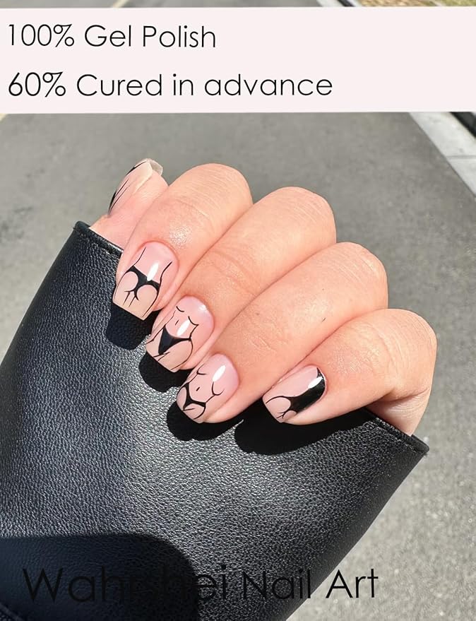 Semi Cured Gel Nail Strips, Bikini 20pcs Semi Cured Gel Nails Sticker, Gel Nail Wraps UV for Home Nails DIY