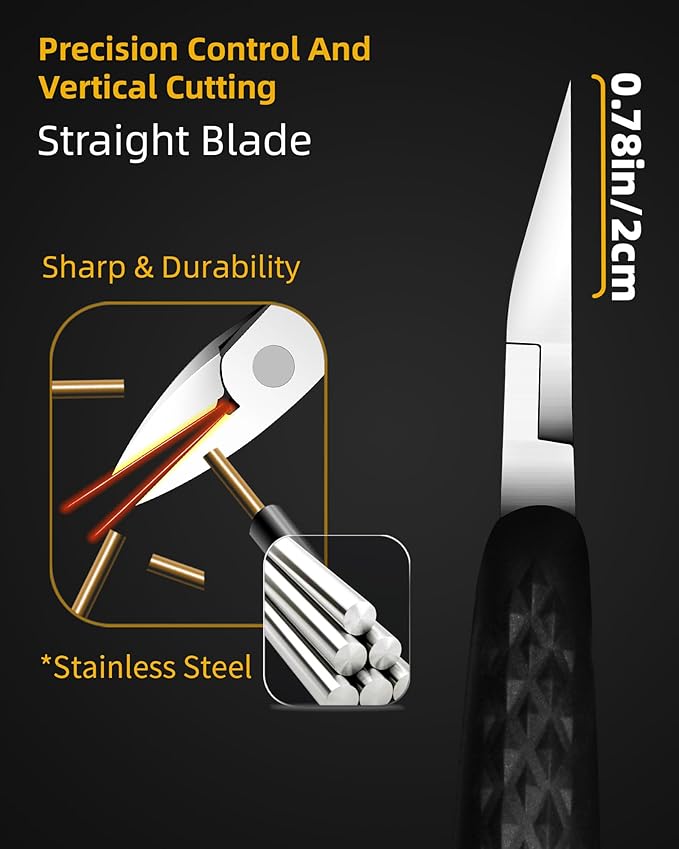 Straight Nail Clipper, Heavy Duty Straight Toenail Clippers for Thick Toenails or Ingrown, Stainless Steels Toe Nail Nipper Cutter with Non-Slip Handle for Seniors, Men, Women