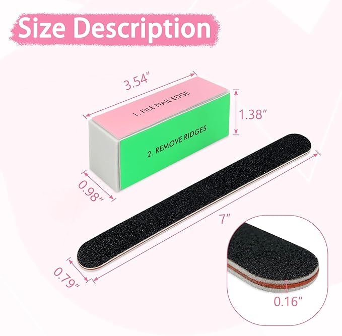 14 Pack Nail Files and Buffers Set, Professional Manicure Tools Kit, 100/180 Grit Black Nail Pedicure Files and Sanding Buffing Grinding Polishers for Nail Care