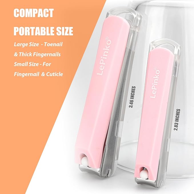 Stocking Stuffers, Nail Clippers Set, Gifts for Women Men Mom Dad Girl Boy Seniors, No Splash Nail Cutter 2PCS - Orange