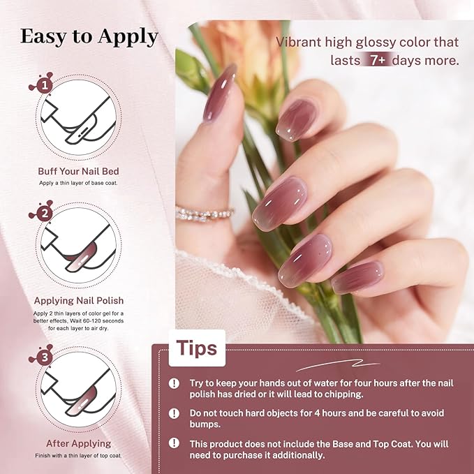 16.5ml Jelly Mauve Red Nail Polish Large Volume Quick Dry Nail Polish, Long Lasting Shine, Fingernail Toenail Nail Art DIY Home Travel Nail Art Gift